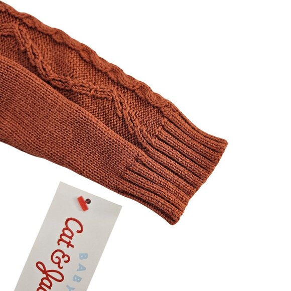 Cat & Jack Baby Unisex Cable Knit Sweater Button Shoulder 3-6M Rust Orange - Picture 4 of 8